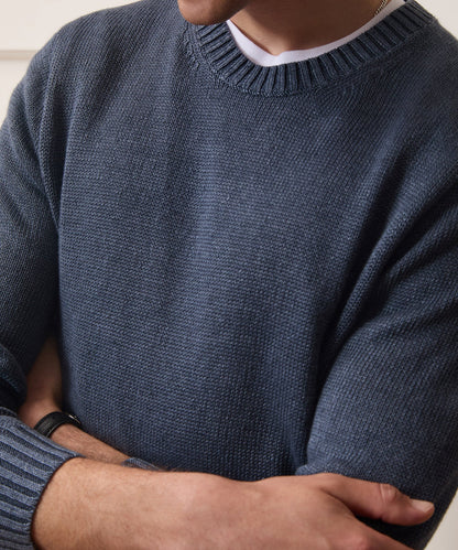 Todd Snyder Linen Crewneck Sweater in Navy Navy