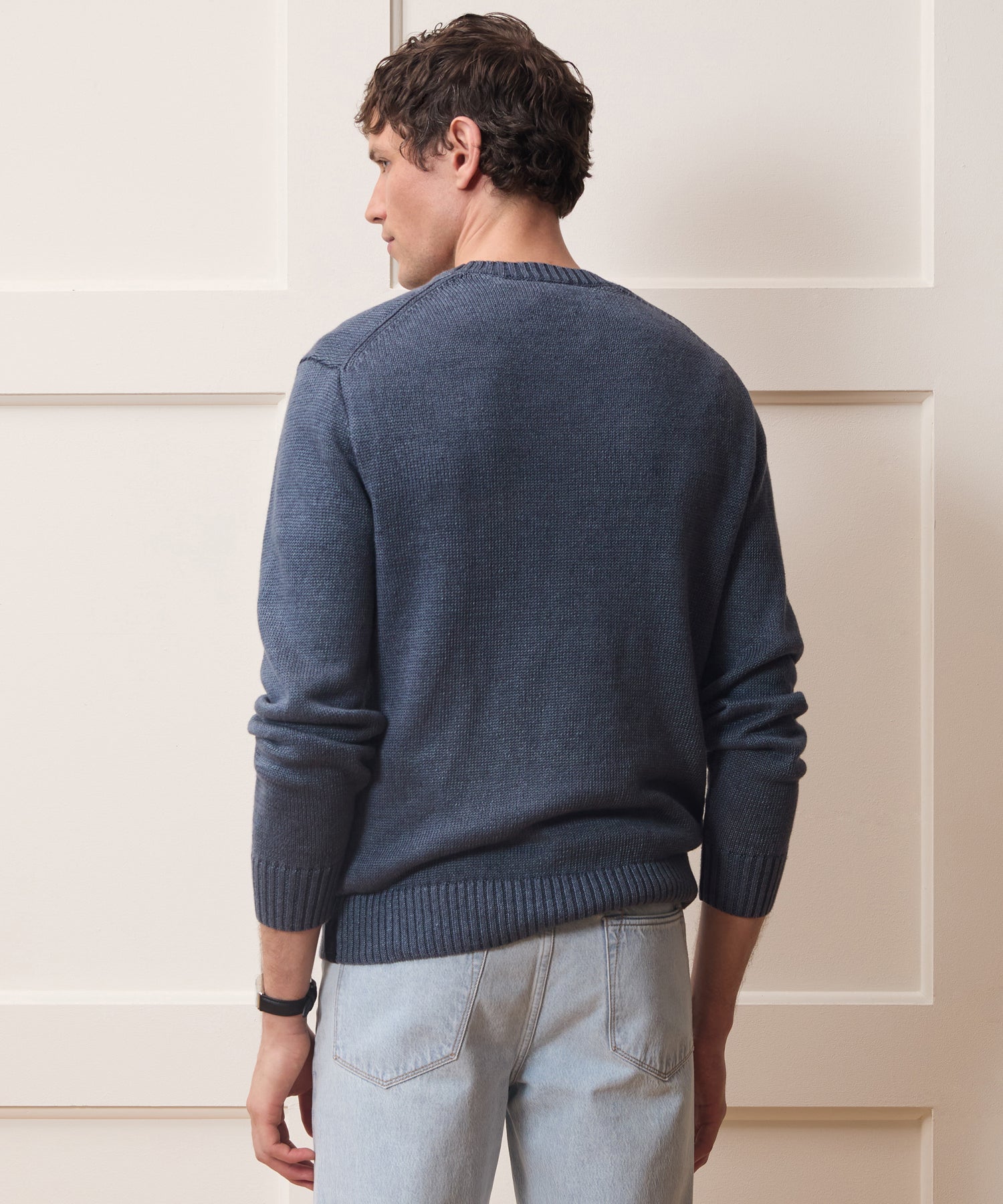 Todd Snyder Linen Crewneck Sweater in Navy Navy