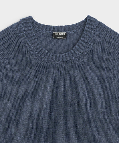 Todd Snyder Linen Crewneck Sweater in Navy Navy