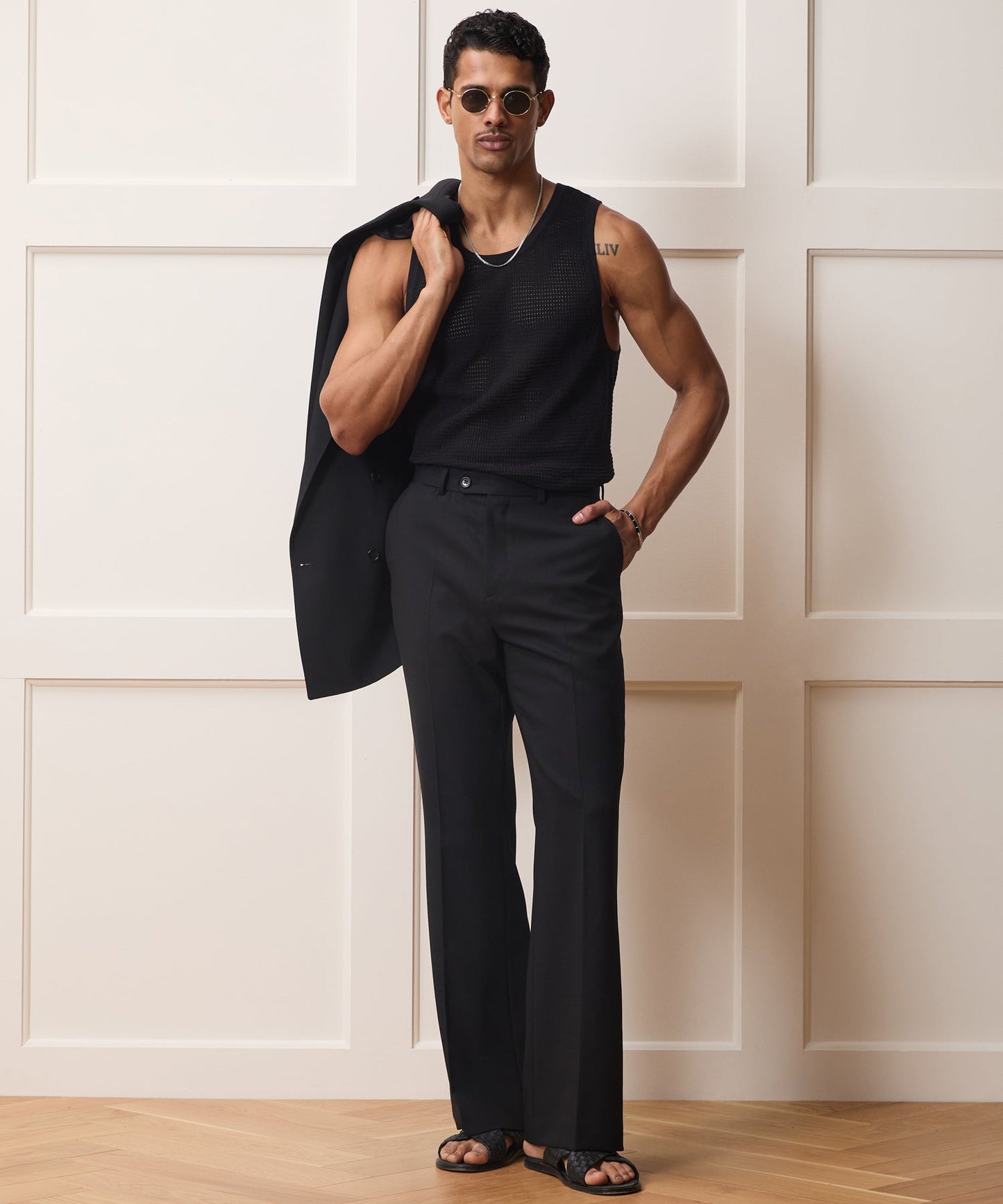 Todd Snyder Italian Wool Flare Trouser Black