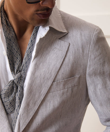 Todd Snyder Striped Italian Linen Sutton Jacket in Light Grey Stripe Light Grey