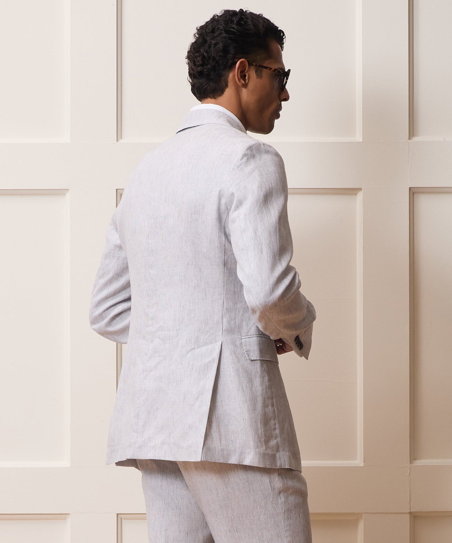 Todd Snyder Striped Italian Linen Sutton Jacket in Light Grey Stripe Light Grey