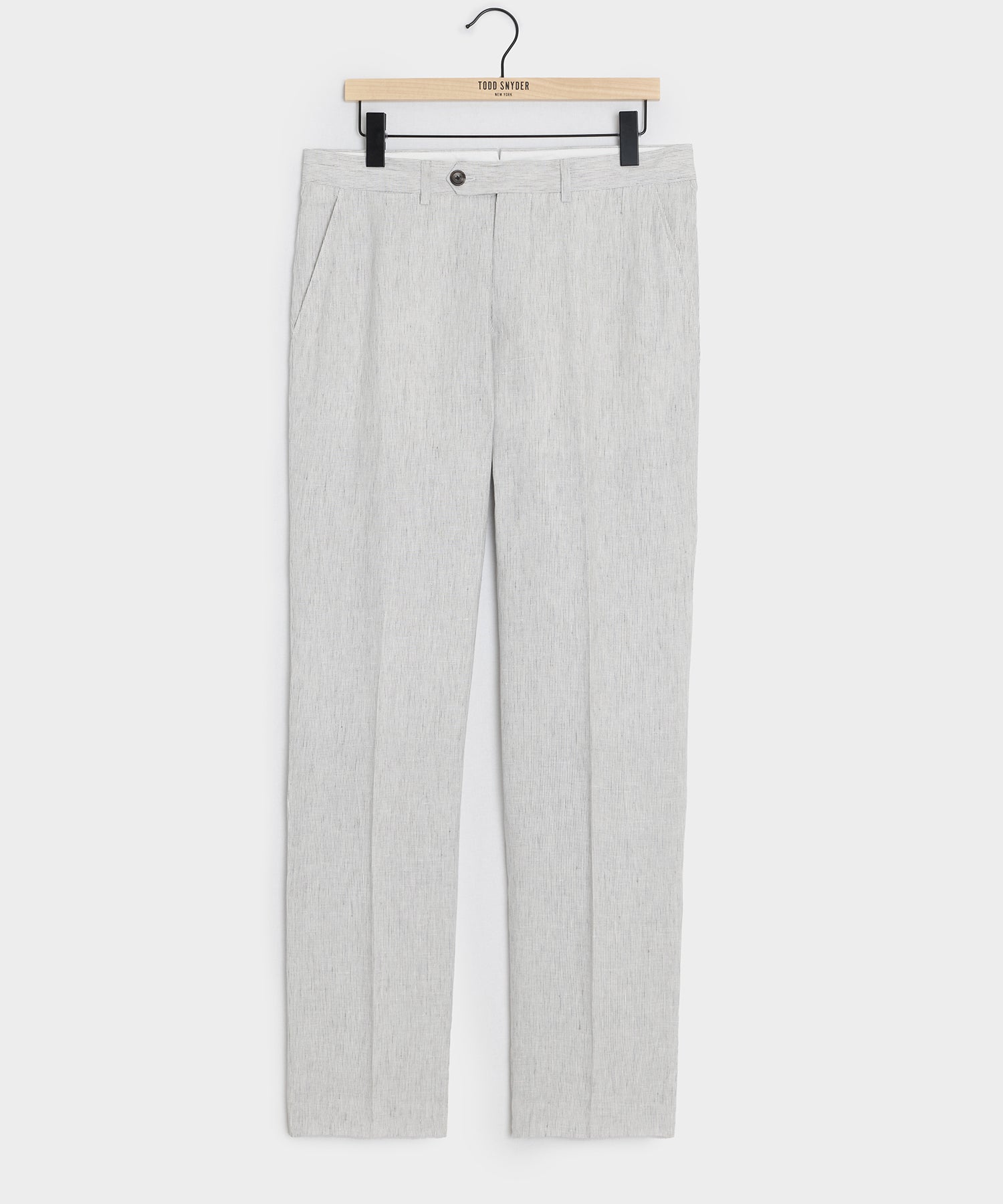 Todd Snyder Italian Linen Sutton Trouser in Light Grey Stripe Light Grey