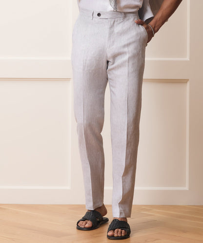 Todd Snyder Italian Linen Sutton Trouser in Light Grey Stripe Light Grey