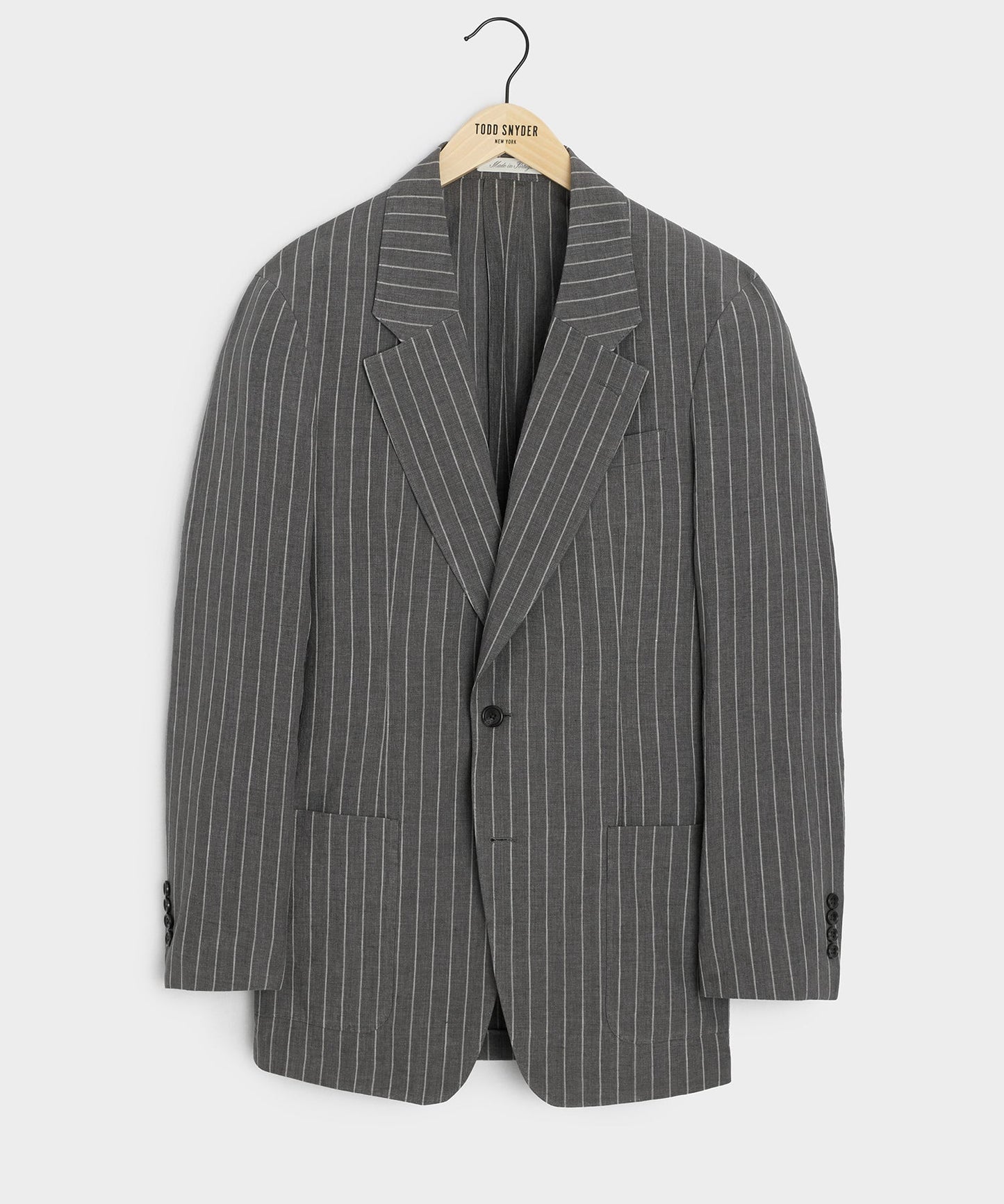 Todd Snyder Italian Linen-Cotton Single-Breasted Wythe Jacket in Pepper Stripe Pepper
