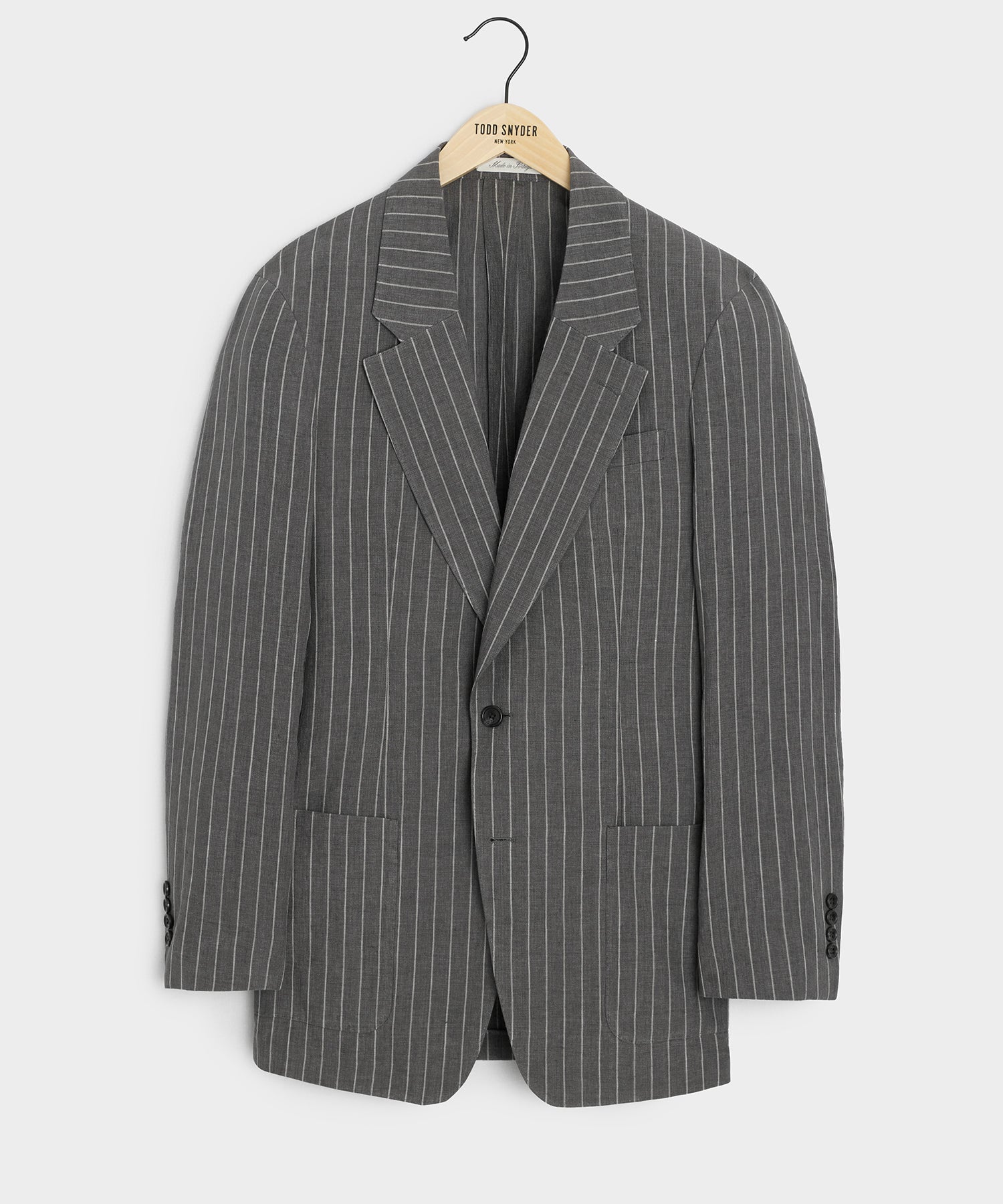 Todd Snyder Italian Linen-Cotton Single-Breasted Wythe Jacket in Pepper Stripe Pepper
