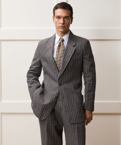 Todd Snyder Italian Linen-Cotton Single-Breasted Wythe Jacket in Pepper Stripe Pepper