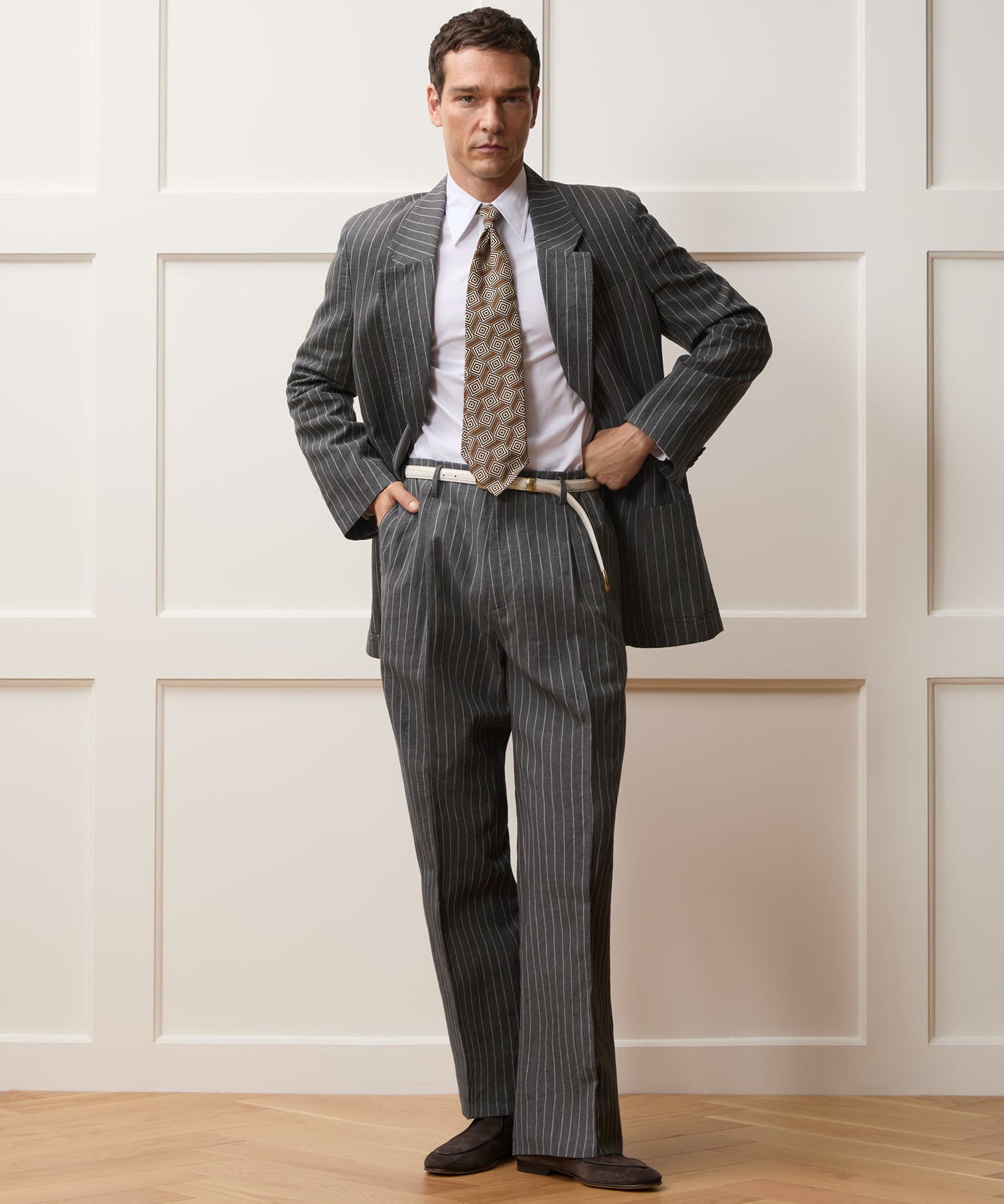 Todd Snyder Italian Linen-Cotton Single-Breasted Wythe Jacket in Pepper Stripe Pepper