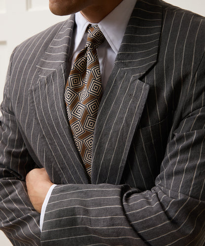 Todd Snyder Italian Linen-Cotton Single-Breasted Wythe Jacket in Pepper Stripe Pepper