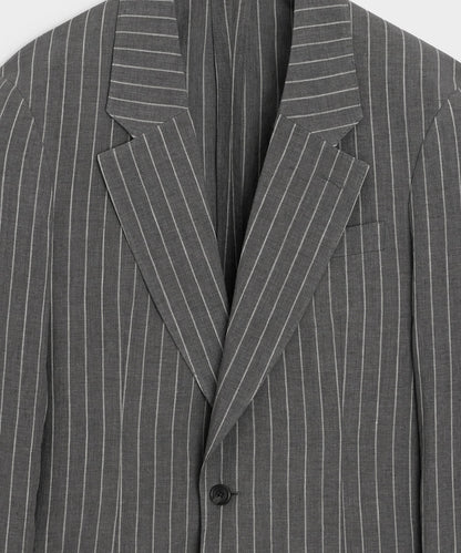 Todd Snyder Italian Linen-Cotton Single-Breasted Wythe Jacket in Pepper Stripe Pepper