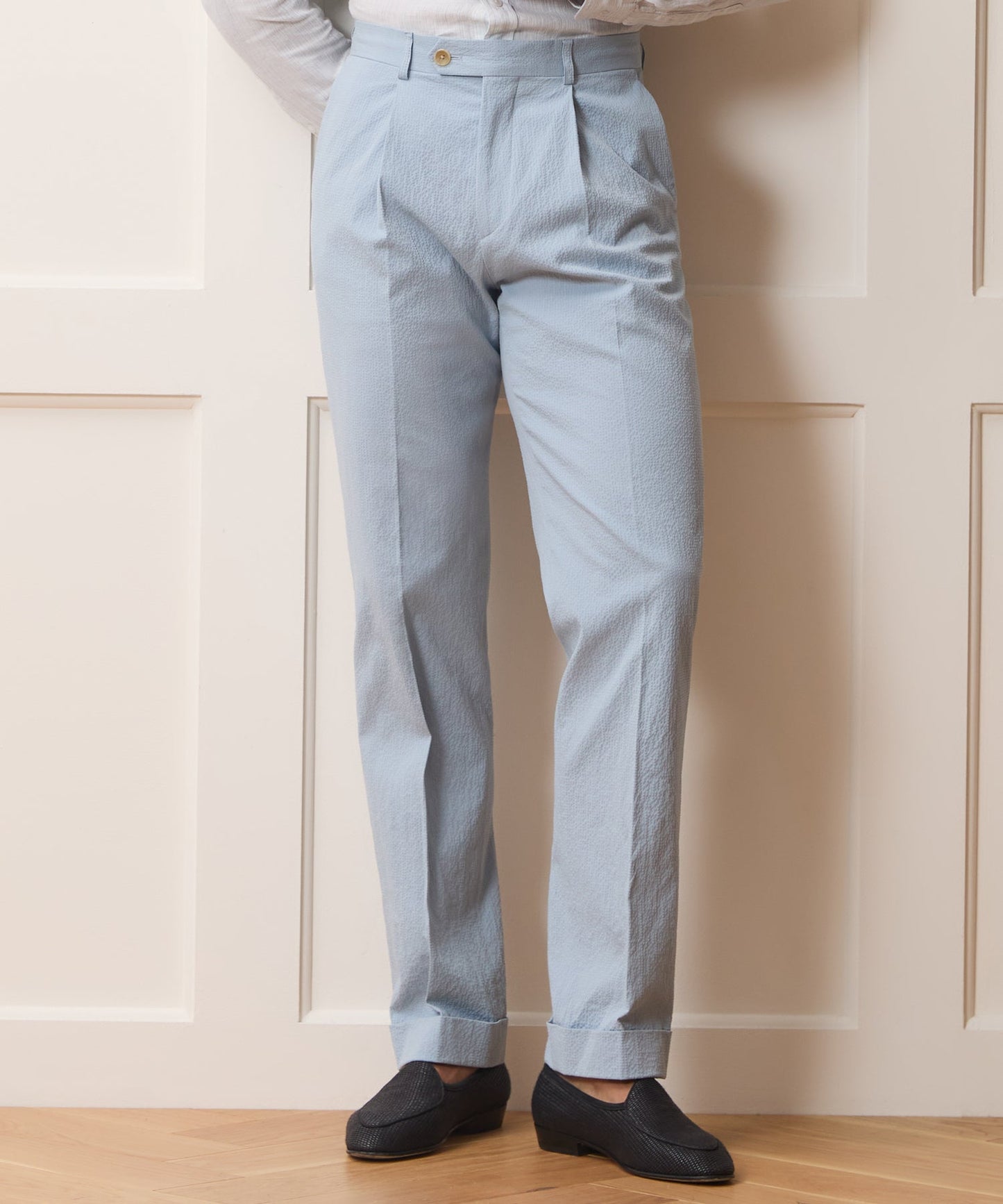 Todd Snyder Italian Seersucker Madison Trouser in Light Blue Light Blue