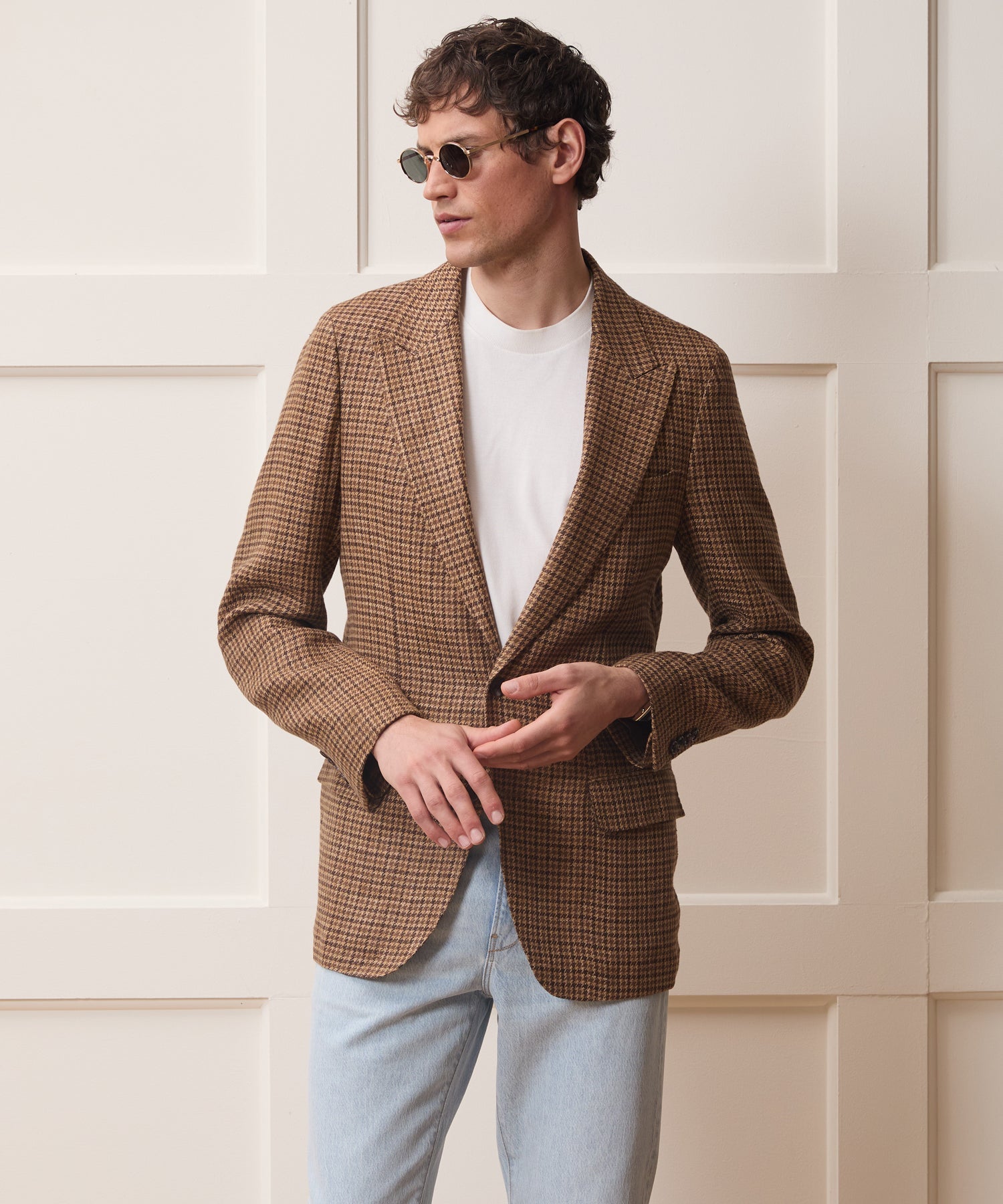 Todd Snyder Italian Linen Houndstooth Sport Coat in Brown Houndstooth Brown