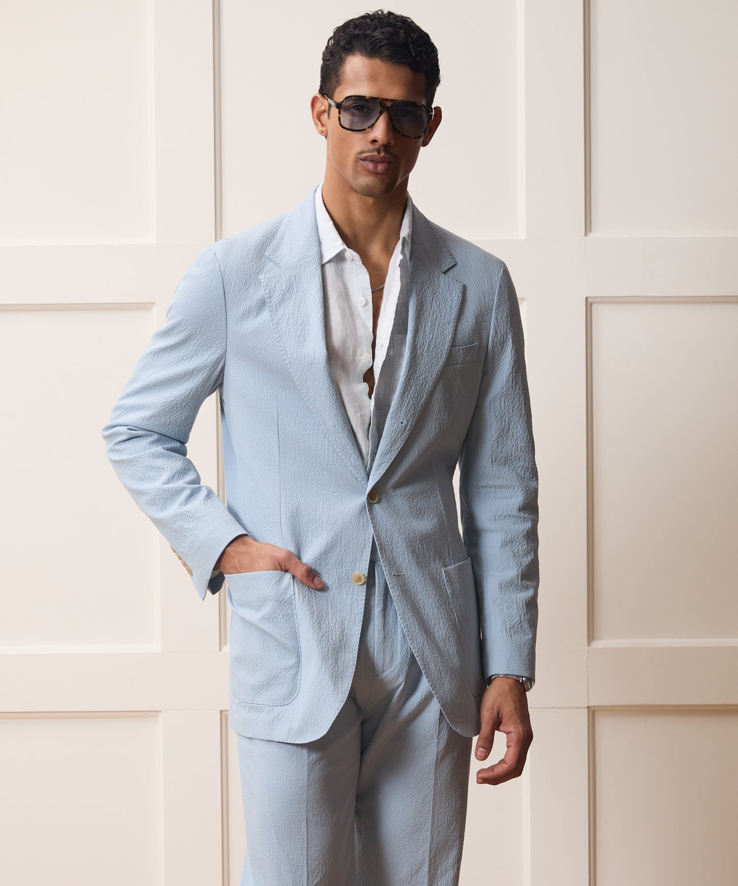 Todd Snyder Italian Seersucker Madison Jacket in Light Blue Light Blue