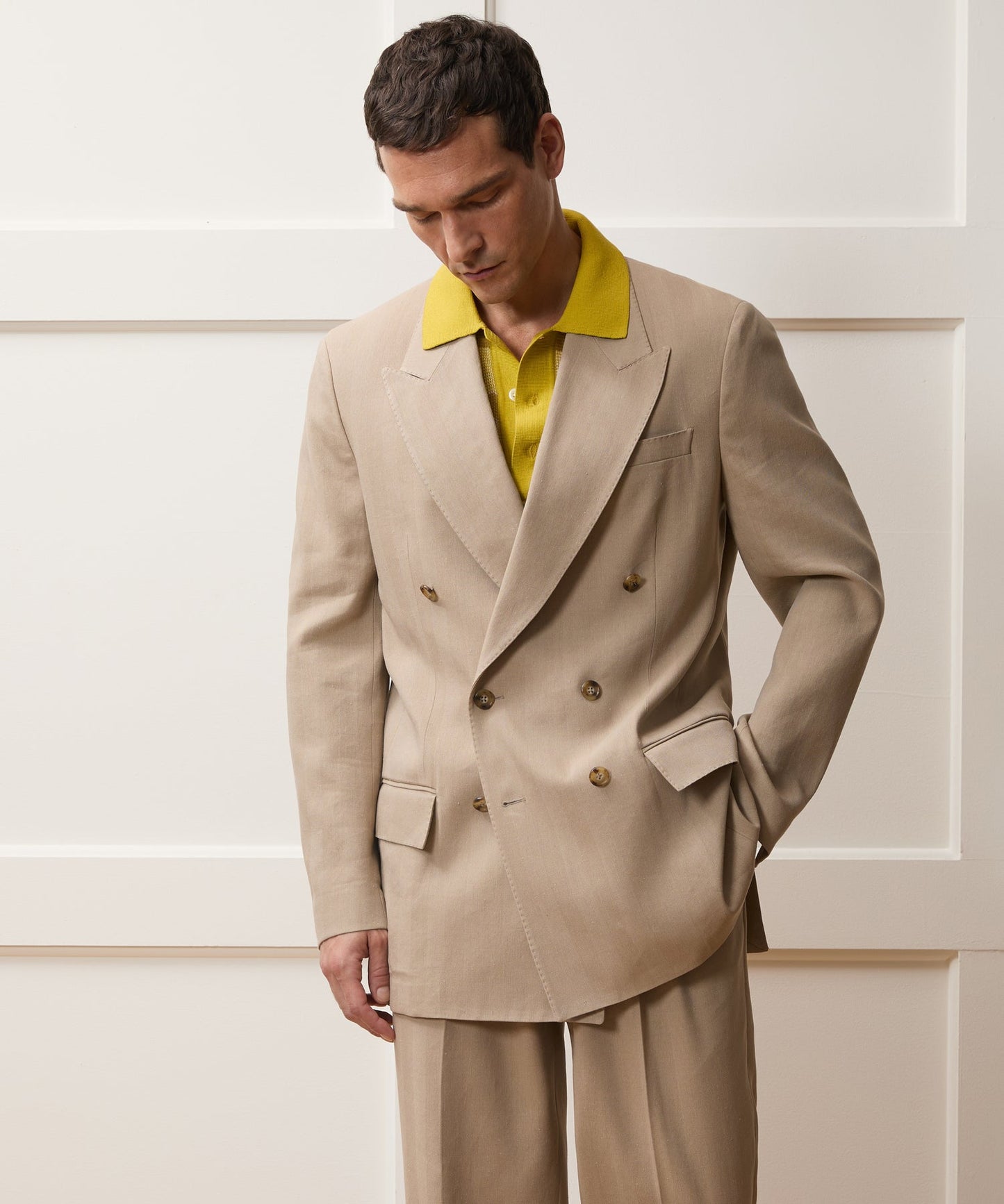 Todd Snyder Italian Linen-Silk Herringbone Wythe Jacket in Beige Beige