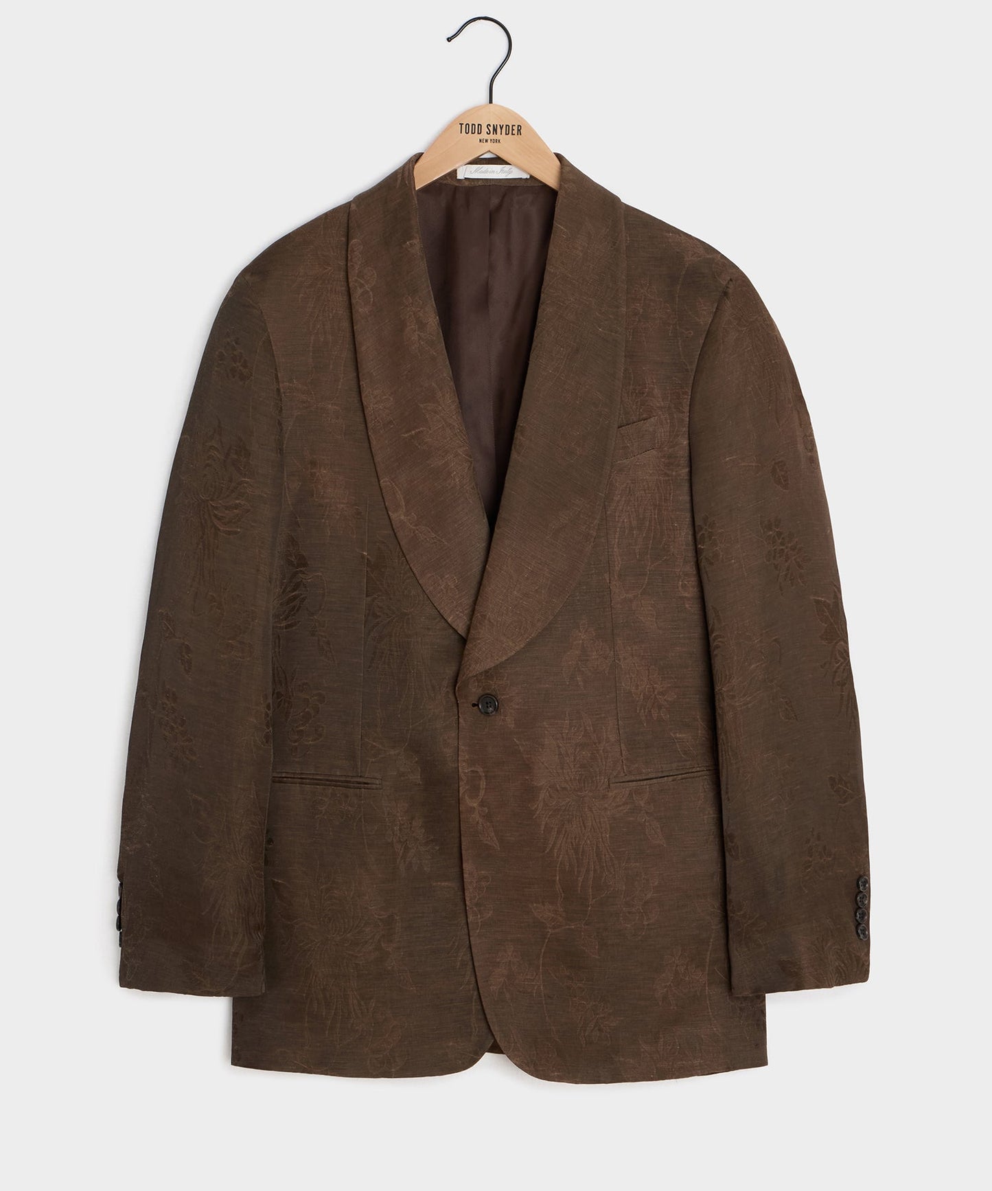 Todd Snyder Italian Linen-Cupro Dayshawl Jacket in Brown Floral Brown