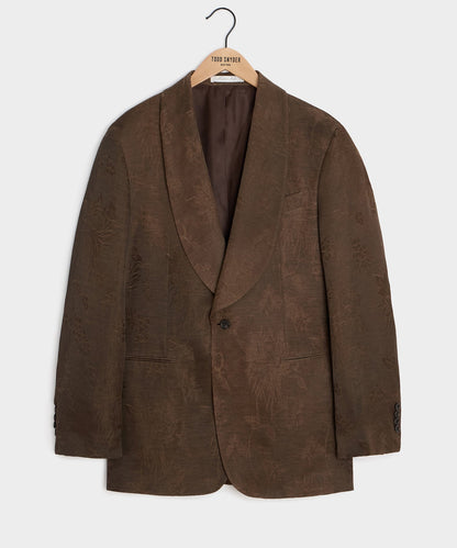 Todd Snyder Italian Linen-Cupro Dayshawl Jacket in Brown Floral Brown