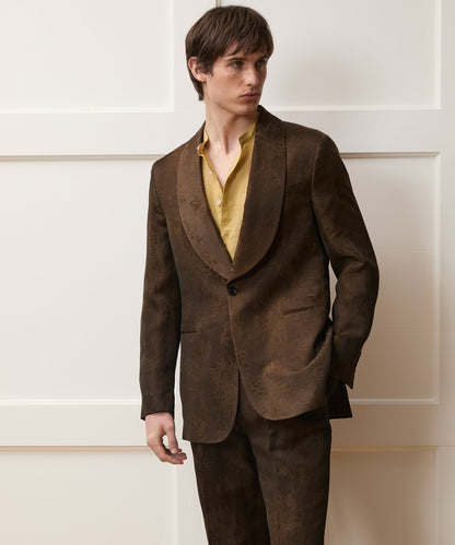 Todd Snyder Italian Linen-Cupro Dayshawl Jacket in Brown Floral Brown