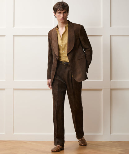 Todd Snyder Italian Linen-Cupro Dayshawl Jacket in Brown Floral Brown