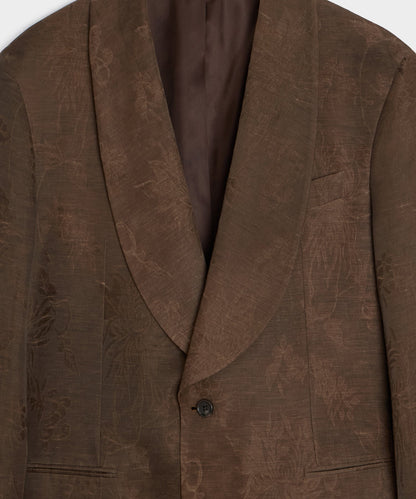 Todd Snyder Italian Linen-Cupro Dayshawl Jacket in Brown Floral Brown