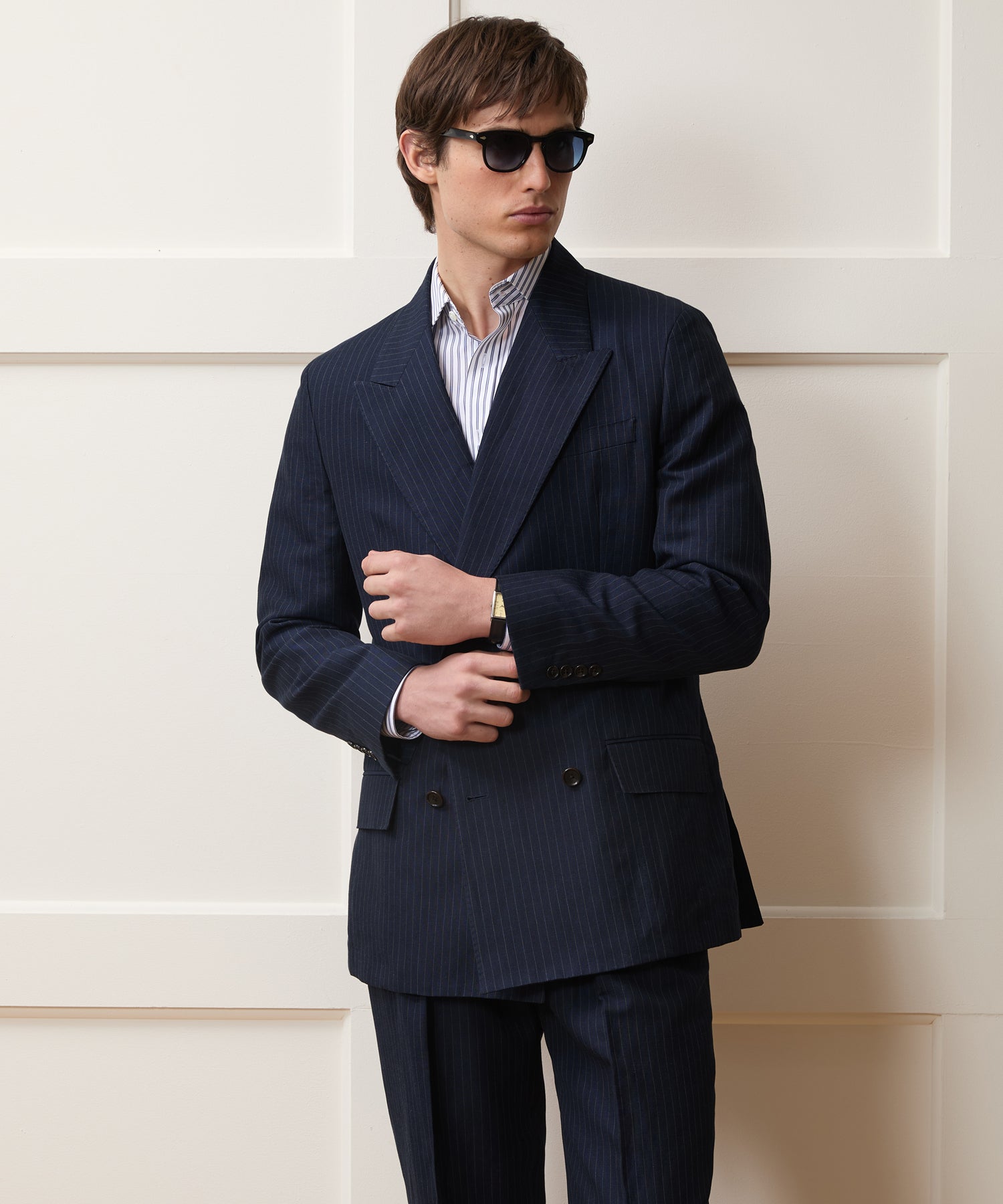 Todd Snyder Italian Linen-Cotton Wythe Jacket in Navy Stripe Navy