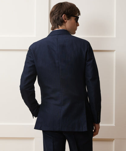 Todd Snyder Italian Linen-Cotton Wythe Jacket in Navy Stripe Navy
