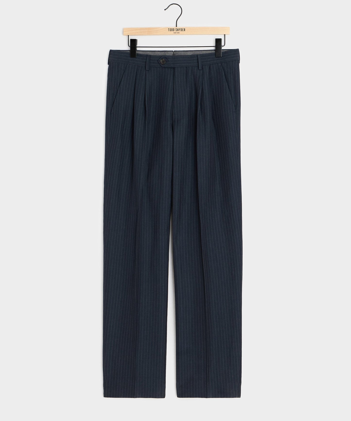 Todd Snyder Italian Linen-Cotton Wythe Trouser in Navy Stripe Navy