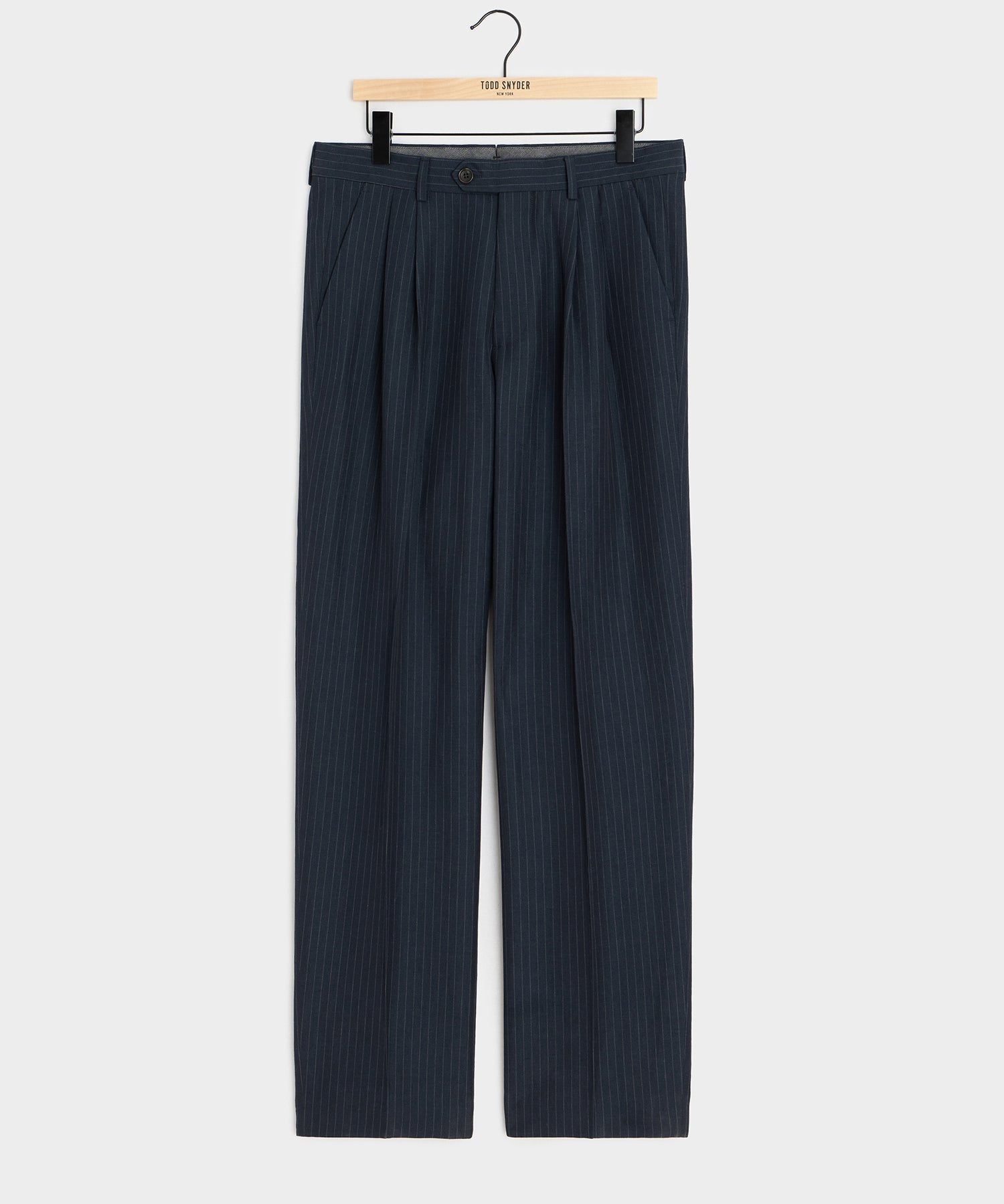 Todd Snyder Italian Linen-Cotton Wythe Trouser in Navy Stripe Navy