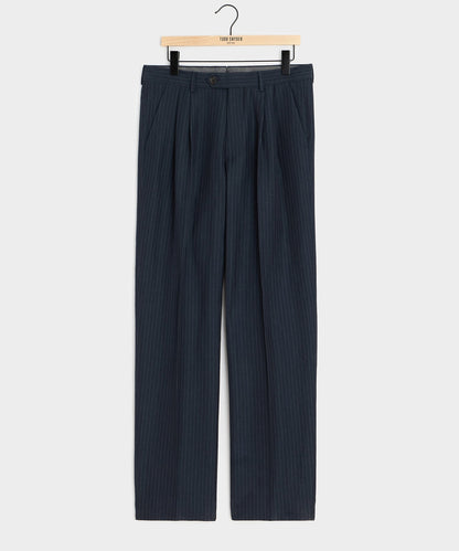 Todd Snyder Italian Linen-Cotton Wythe Trouser in Navy Stripe Navy