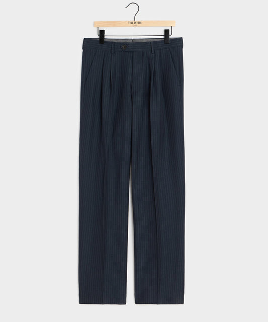 Todd Snyder Italian Linen-Cotton Wythe Trouser in Navy Stripe Navy