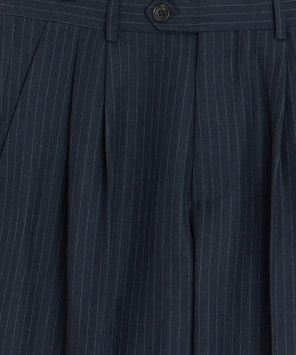 Todd Snyder Italian Linen-Cotton Wythe Trouser in Navy Stripe Navy