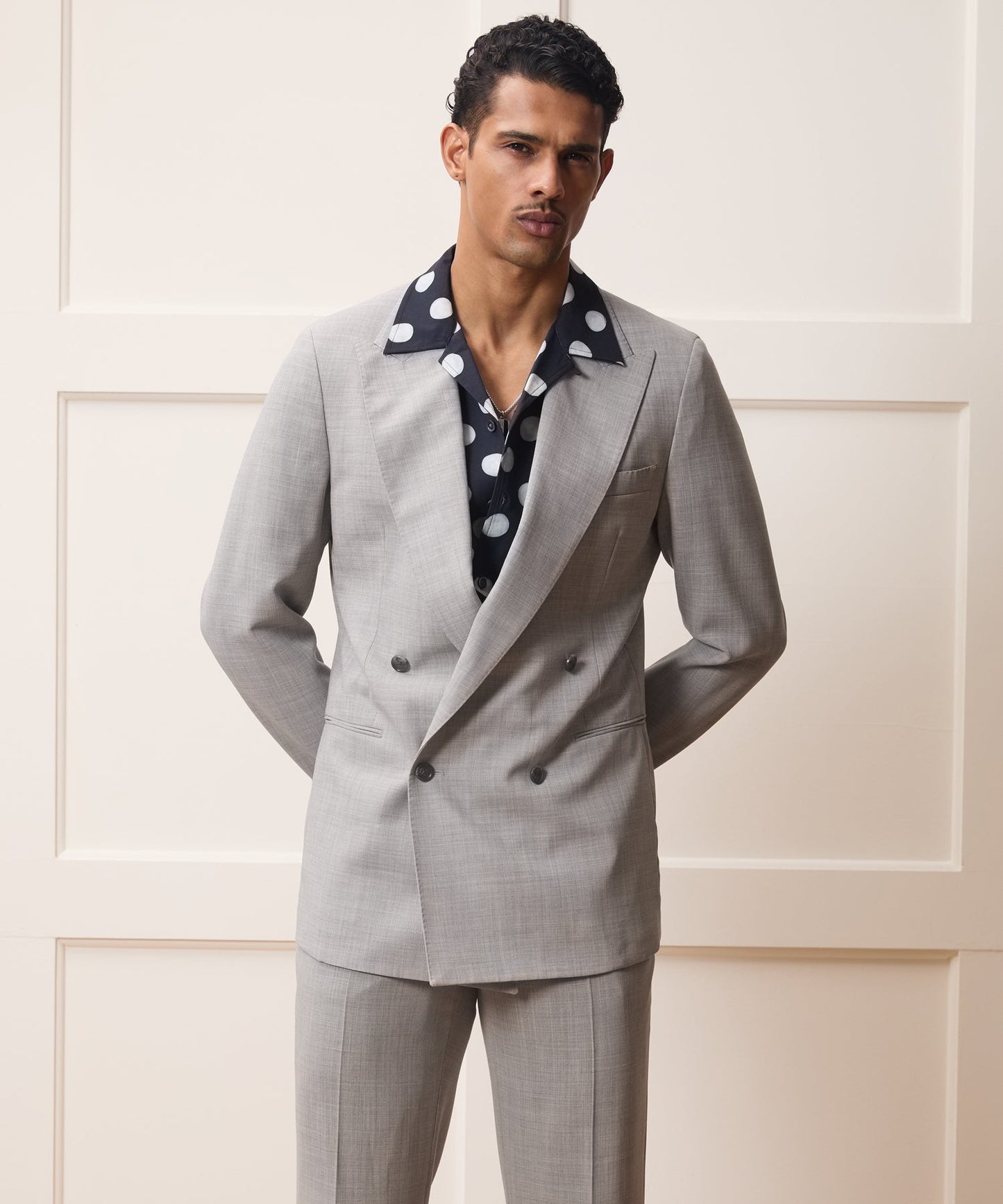 Todd Snyder Italian Wool Double-Breasted Hollywood Jacket in Light Grey Light Grey