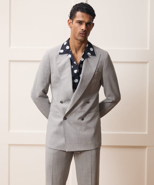 Todd Snyder Italian Wool Double-Breasted Hollywood Jacket in Light Grey Light Grey