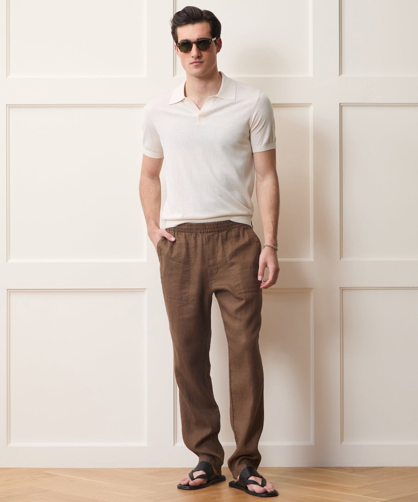 Todd Snyder Silk-Cashmere Montauk Sweater Polo in Bisque Bisque