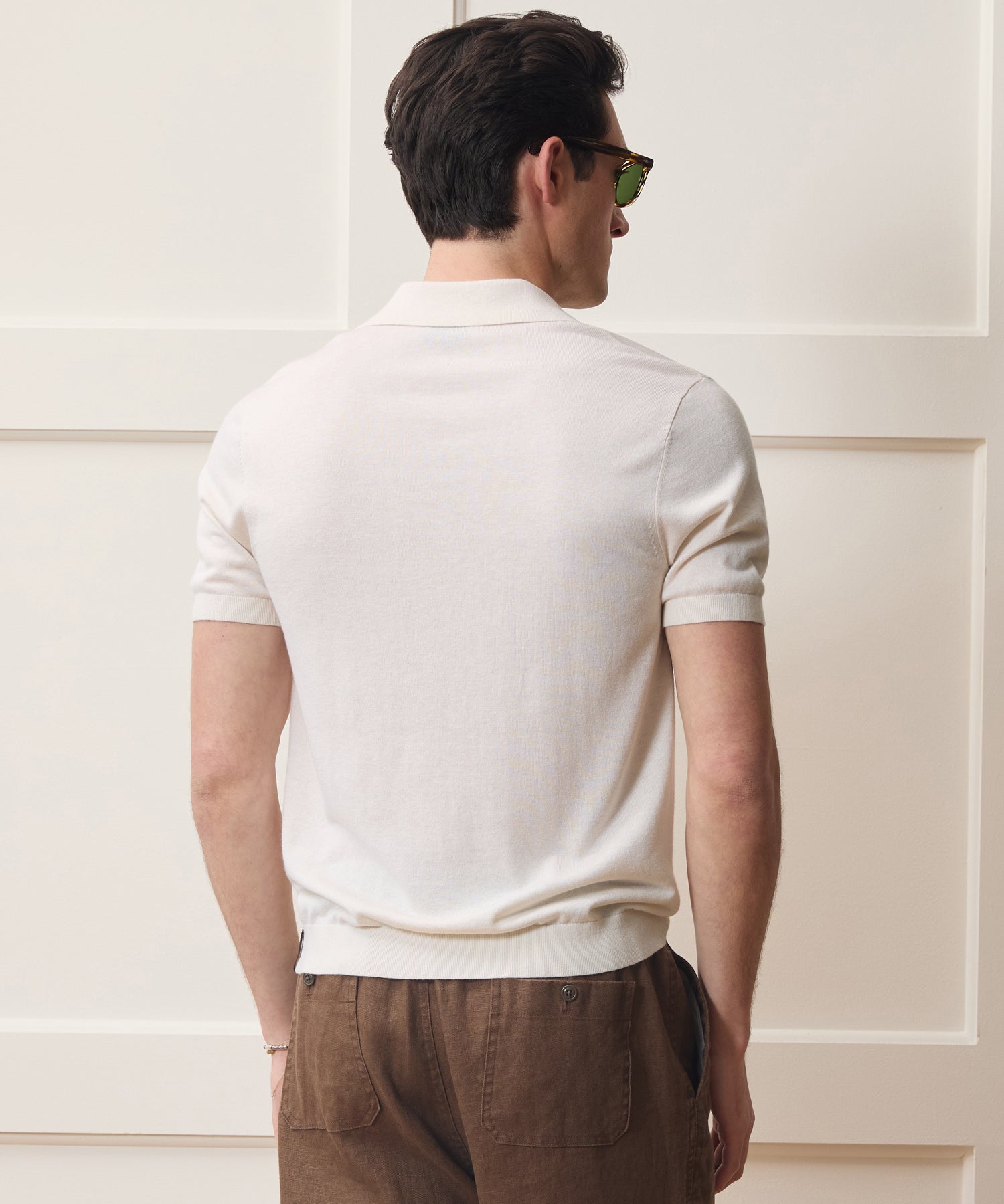 Todd Snyder Silk-Cashmere Montauk Sweater Polo in Bisque Bisque