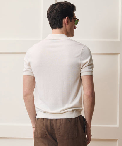 Todd Snyder Silk-Cashmere Montauk Sweater Polo in Bisque Bisque