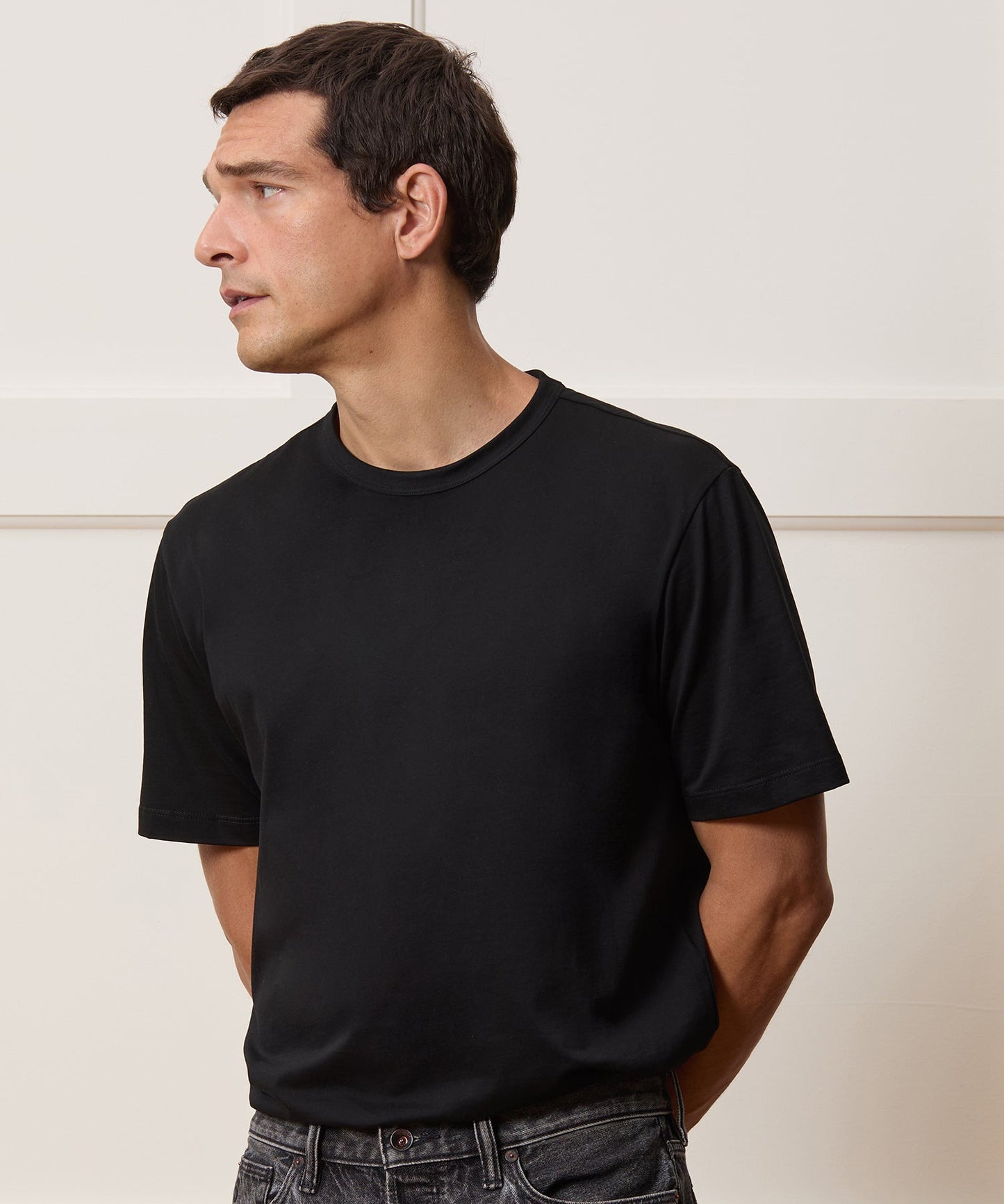 Todd Snyder Boxy Luxe Jersey Tee in Black Black