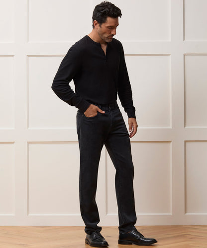 Todd Snyder Lightweight Mini Waffle Henley in Blacktop Blacktop