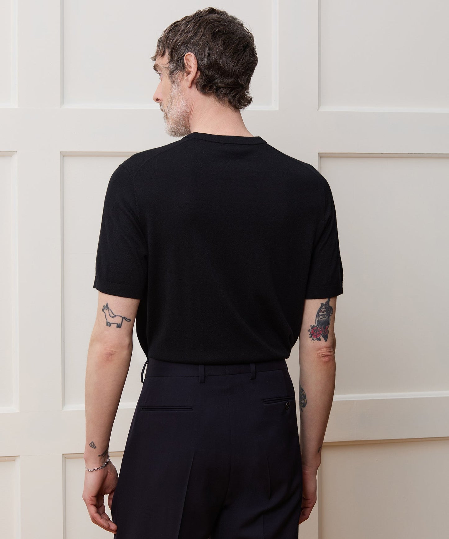 Todd Snyder Silk-Cashmere Sweater Tee in Black Black
