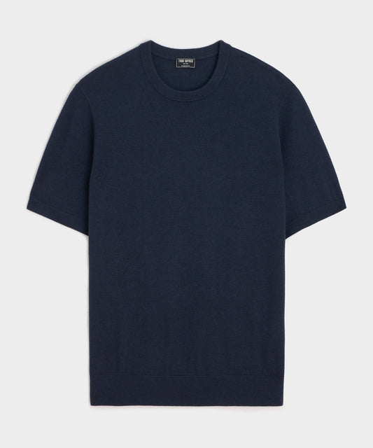 Todd Snyder Silk-Cashmere Sweater Tee in Navy Navy