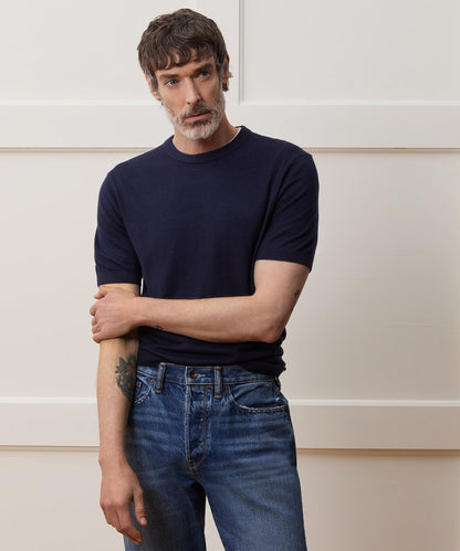 Todd Snyder Silk-Cashmere Sweater Tee in Navy Navy