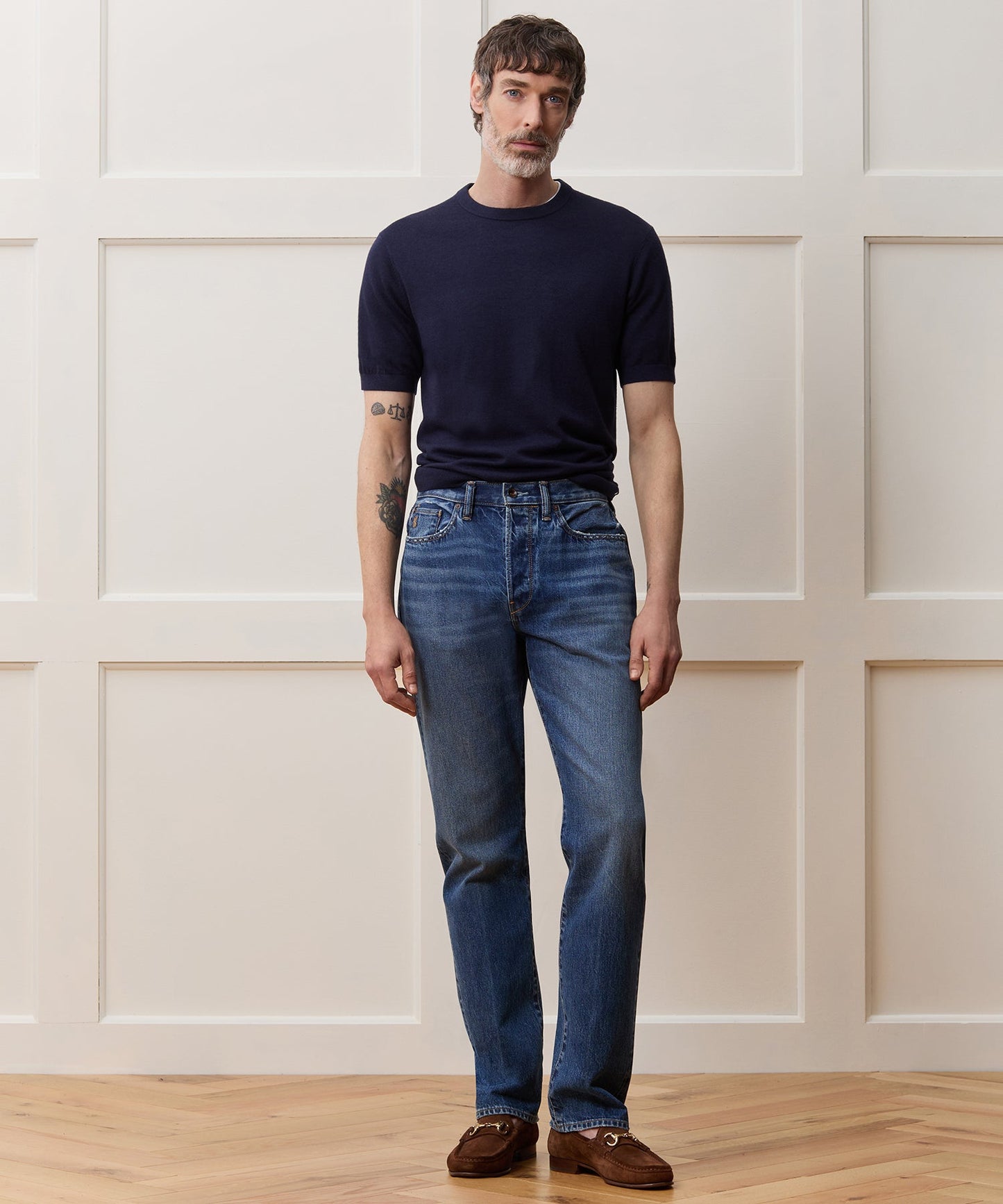 Todd Snyder Silk-Cashmere Sweater Tee in Navy Navy