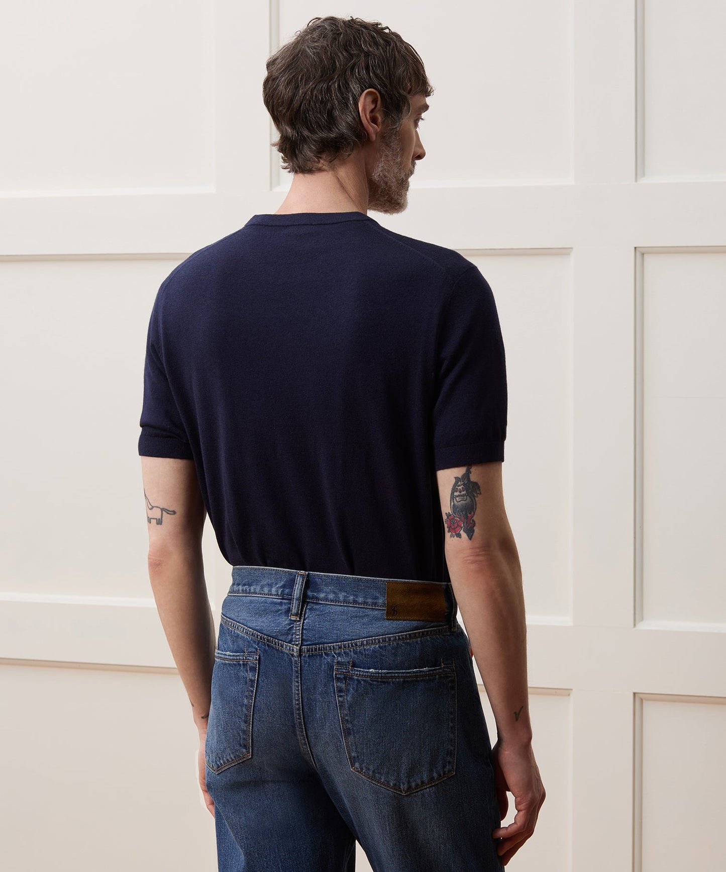 Todd Snyder Silk-Cashmere Sweater Tee in Navy Navy