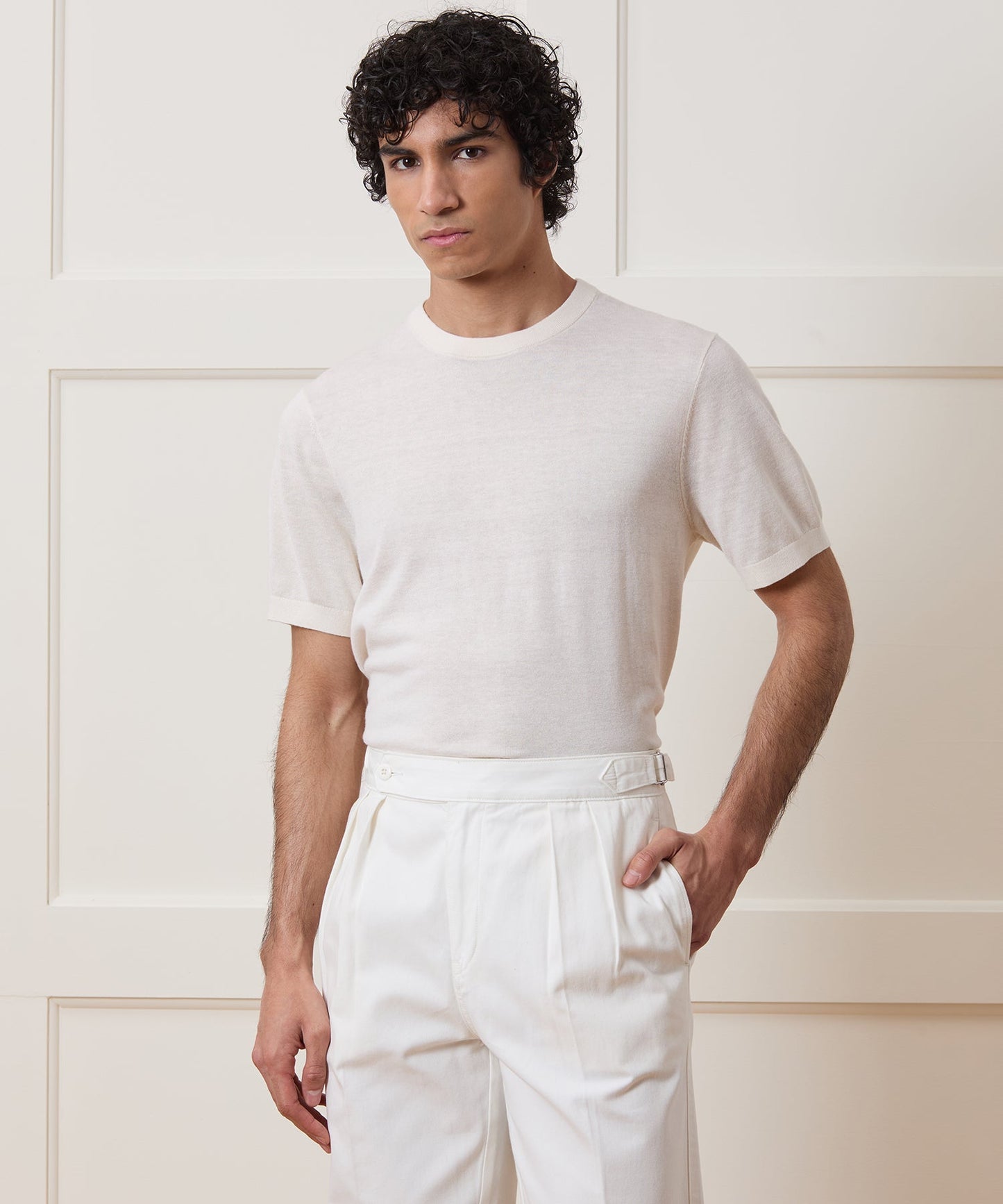 Todd Snyder Silk-Cashmere Sweater Tee in Bisque Bisque