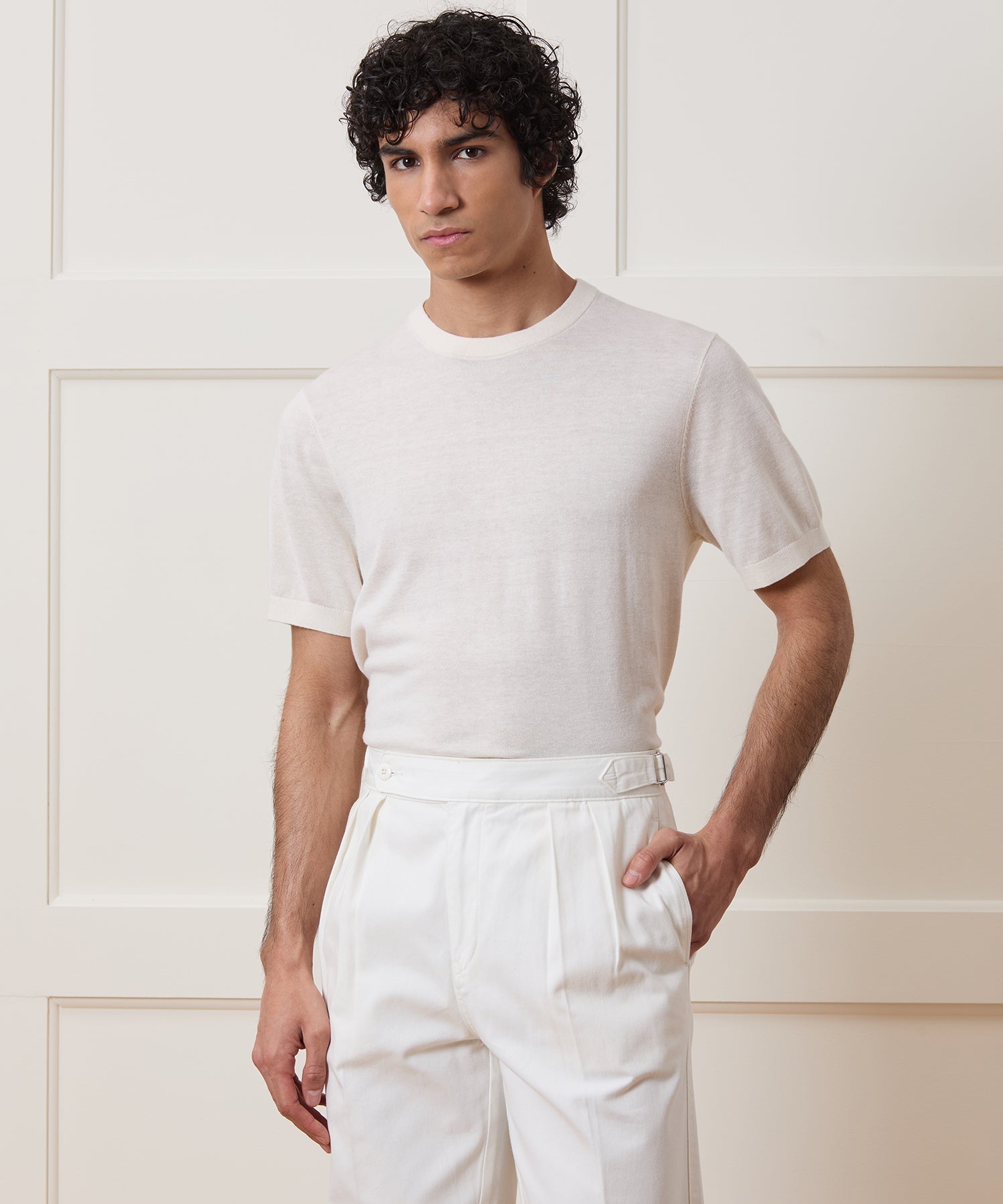 Todd Snyder Silk-Cashmere Sweater Tee in Bisque Bisque