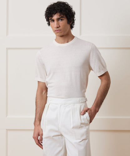Todd Snyder Silk-Cashmere Sweater Tee in Bisque Bisque