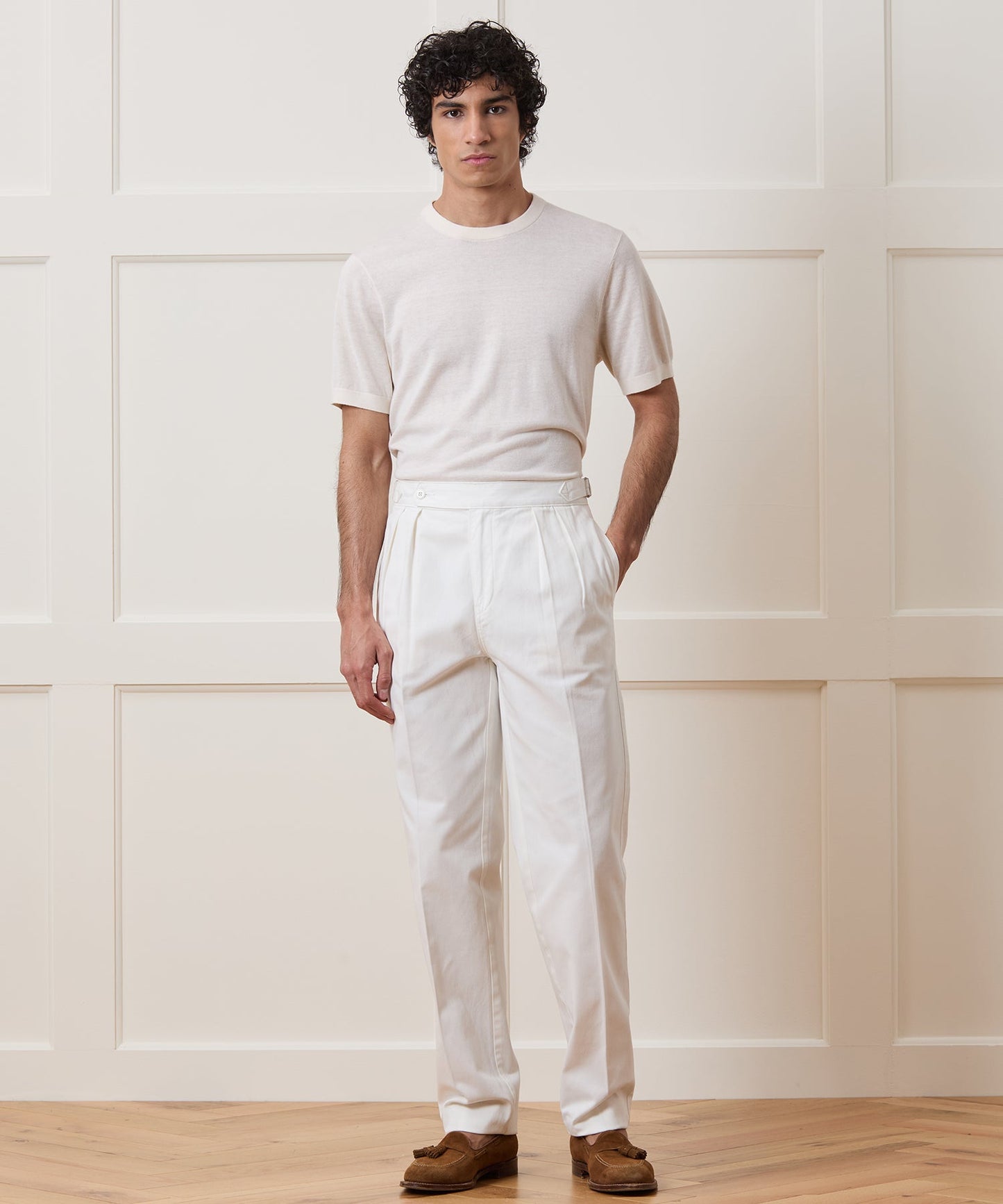 Todd Snyder Silk-Cashmere Sweater Tee in Bisque Bisque