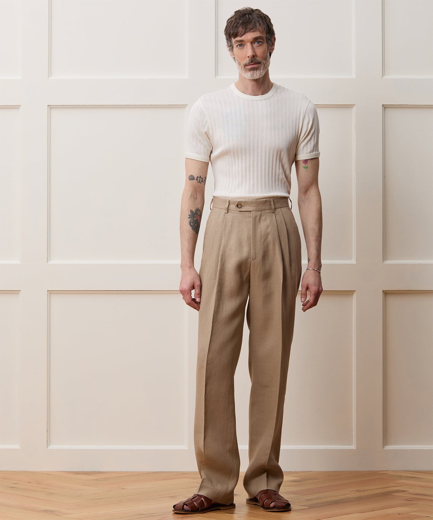 Todd Snyder Ribbed Tee in Bisque Bisque