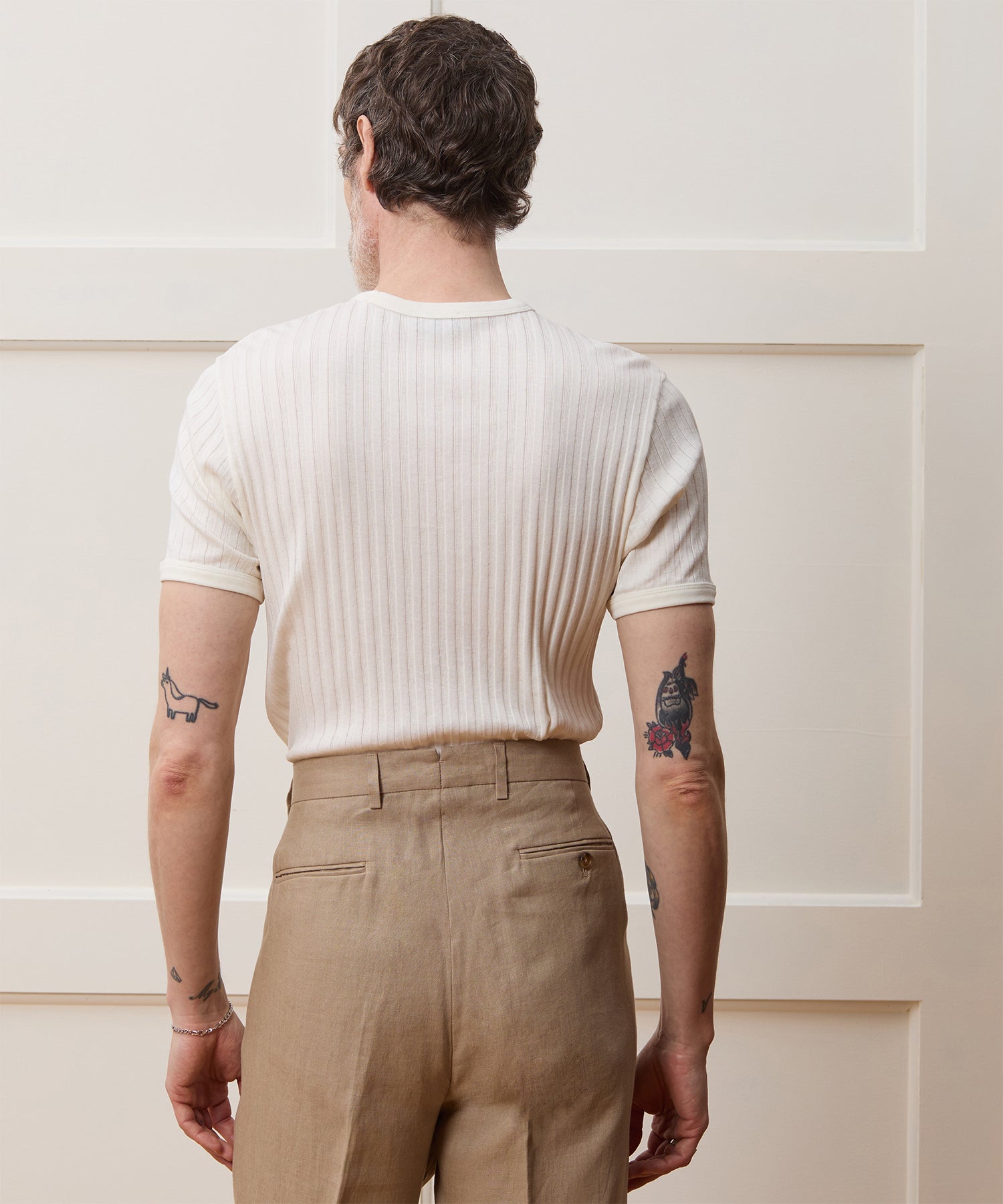 Todd Snyder Ribbed Tee in Bisque Bisque