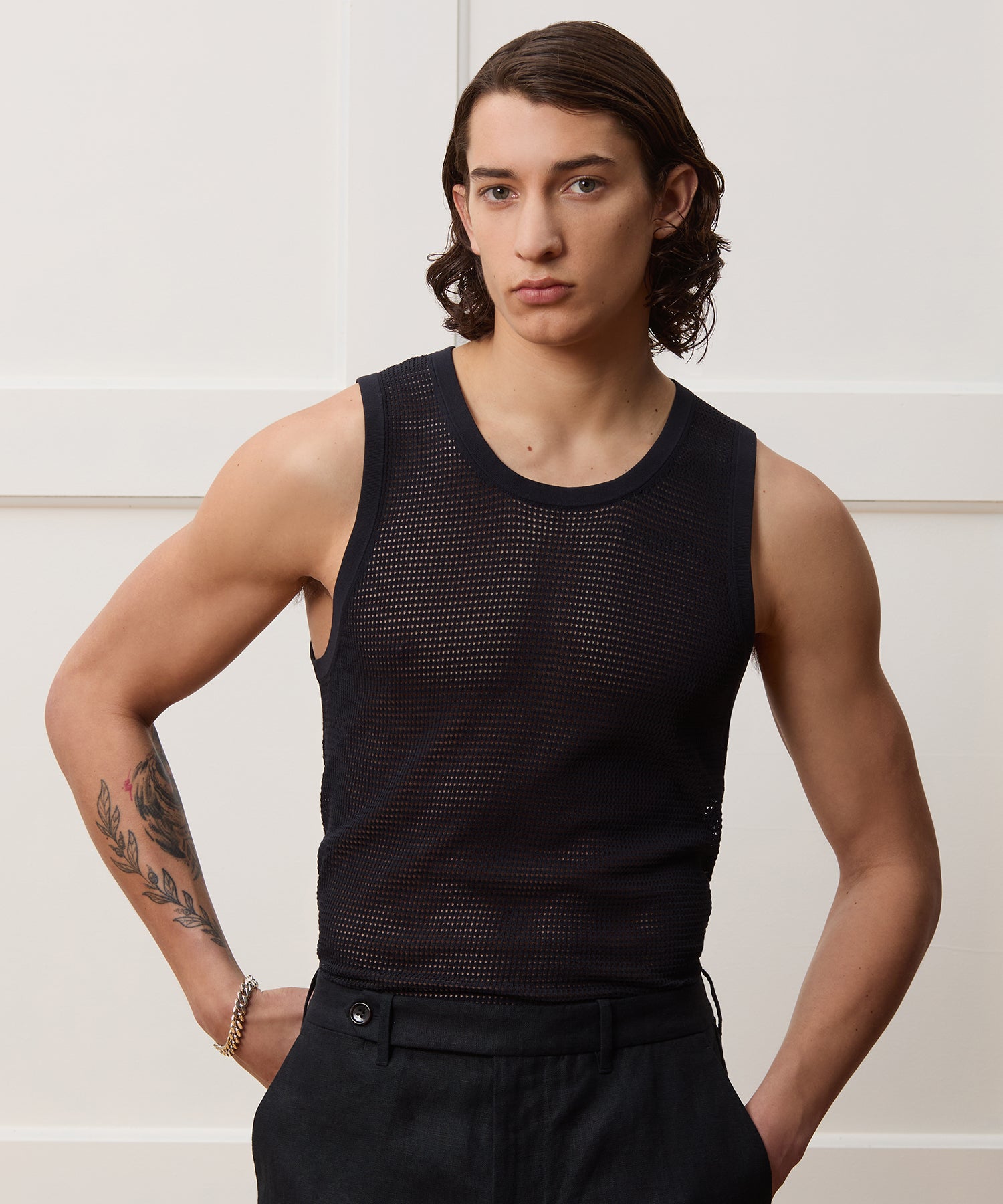 Todd Snyder Luxe Mesh Tank in Black Black