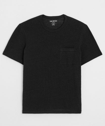 Todd Snyder Linen Pocket Tee in Blacktop Blacktop